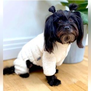 Dentists Appointment Boa Fleece Dog Onesie in Cream NWT